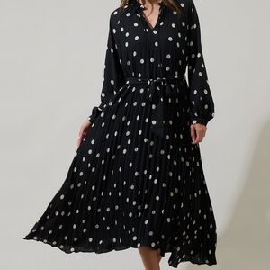 Kaline Polka Dot Marisa Pleated Midi Dress